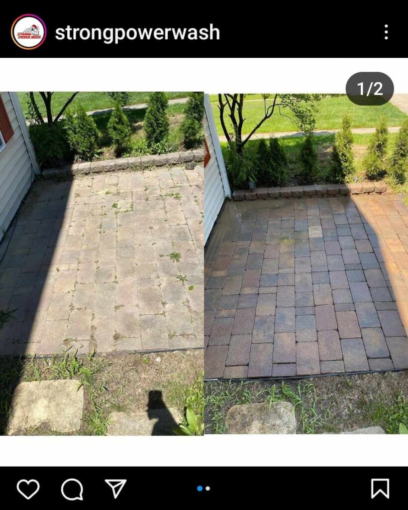 before and after paver patio cleaning