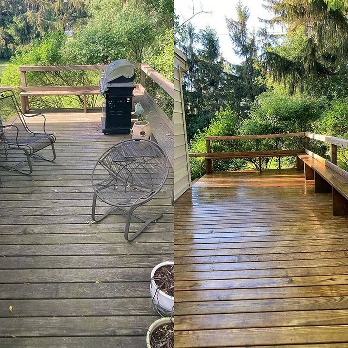 deck cleaning before and after