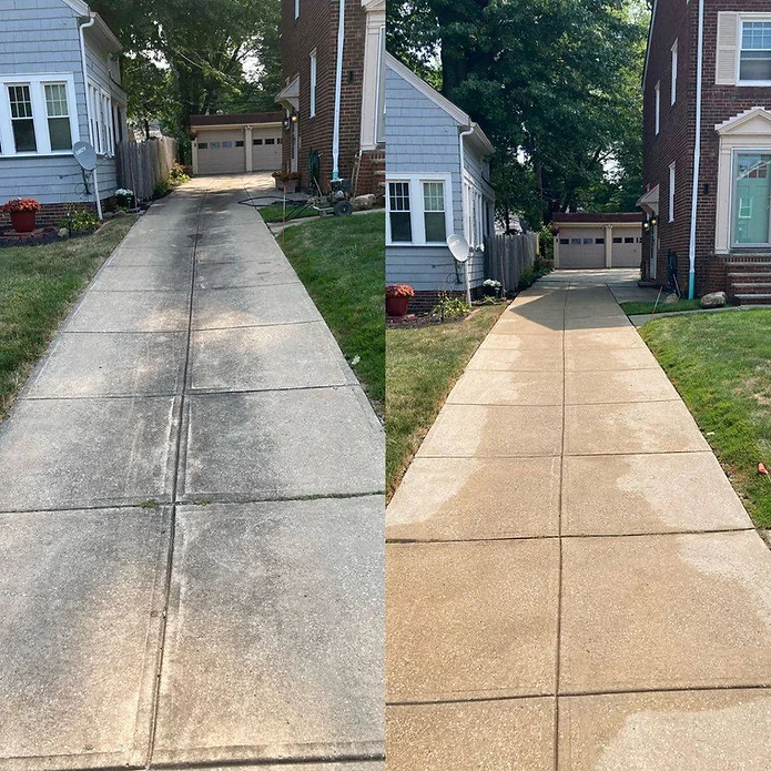 sidewalk cleaning before and after picture